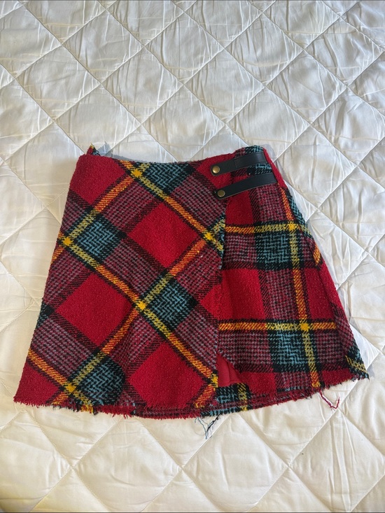 Urban Outfitters Dresses & Skirts - Urban Outfitters Red Plaid Mini Skirt with Black Buckle Straps